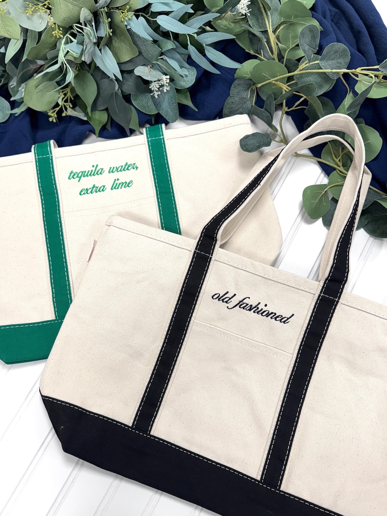 Embroidered Tote Bag: Personalized Canvas, Colorful Thread Options image 1