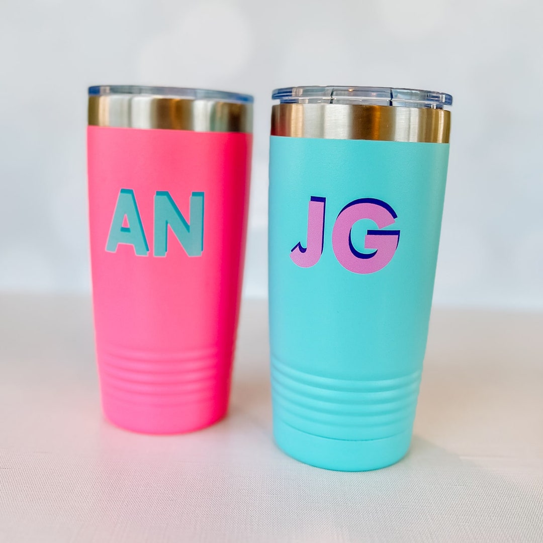 Block Shadow Monogrammed Tumbler, Monogram Gift Tumbler, Personalized Coffee Tumbler, Coffee Cup