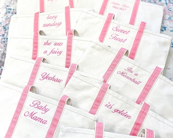 Embroidered Canvas Tote Bag, Custom Monogram Travel Bag