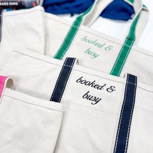 Personalized Book Lover Tote: Canvas Bag with Zip and Key Clip image 2