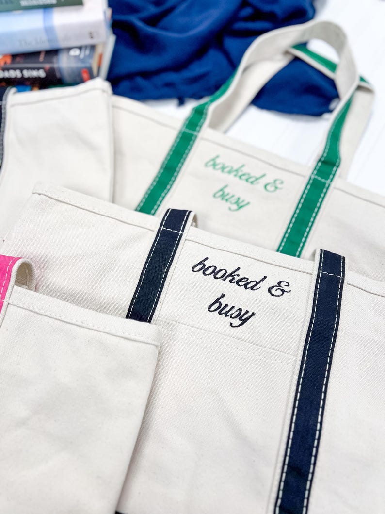 Personalized Book Lover Tote: Canvas Bag with Zip and Key Clip image 2
