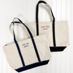 Favorite Drink Embroidered Personalized Tote Bag - Gift for Her, Gift for Mom, Bridesmaid Gift, Bride Gift, Travel Bag, Personalized Gift