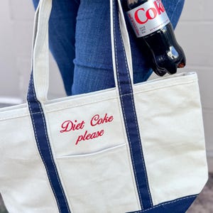Embroidered Custom Drink Personalized Tote Bag - Gift for Her, Gift for Mom, Bridesmaid Gift, Bride Gift, Travel Bag, Personalized Gift