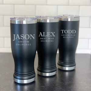 Groomsmen Customized Metal Pilsner Beer Tumbler, Engraved Metal Beer Glass, Monogrammed Beer Tumbler, Personalized Beer Cup, Gift for Man