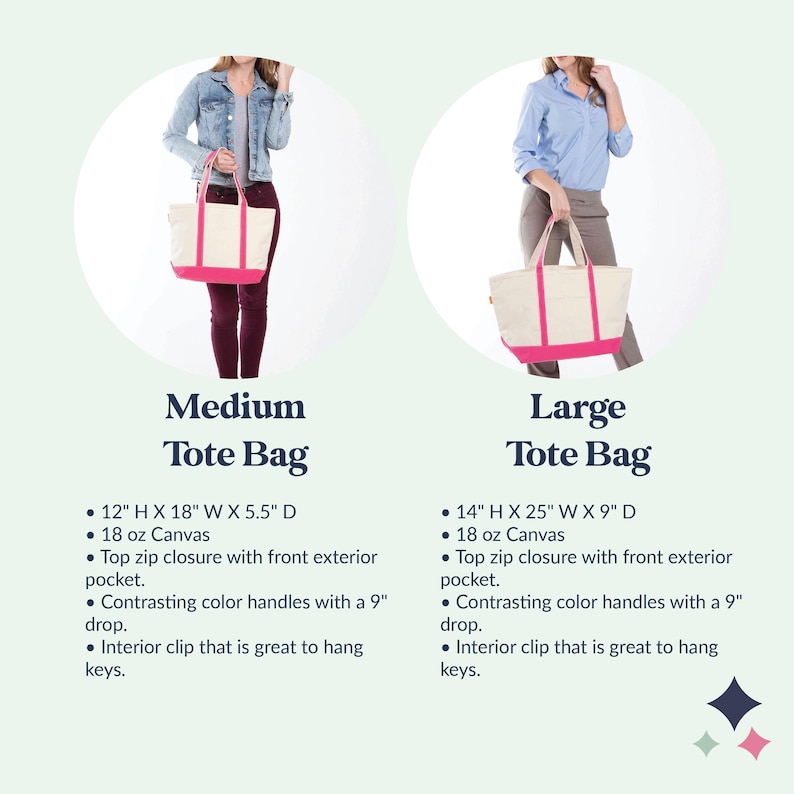a woman holding a large tote bag and a smaller tote bag