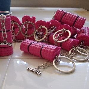 Yoga Keychain with Namaste Charm (Listing for one keychain)