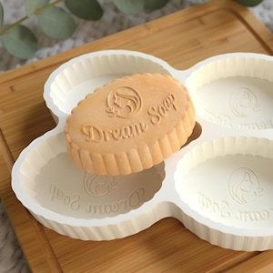 Custom Logo Silicone Soap Mold – 4 Cavity Personalized Mold for Soap Making – Large Handmade Soap Mould with Your Graphic