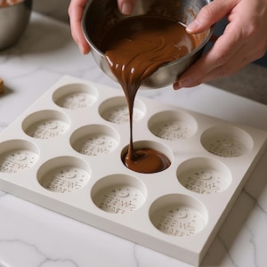 Runde Schokoladenform – personalisierte Silikonform für Süßigkeiten, Kuchen, Seife, Harz & Geschenke