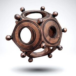 Ancient Roman Dodecahedron – 1:1 Scale Replica (4 Inch) | Antique Bronze Finish | Desk Art, Fidget Sculpture, Conversation Piece