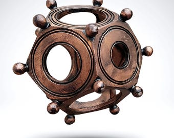 Ancient Roman Dodecahedron – 1:1 Scale Replica (4 Inch) | Antique Bronze Finish | Desk Art, Fidget Sculpture, Conversation Piece
