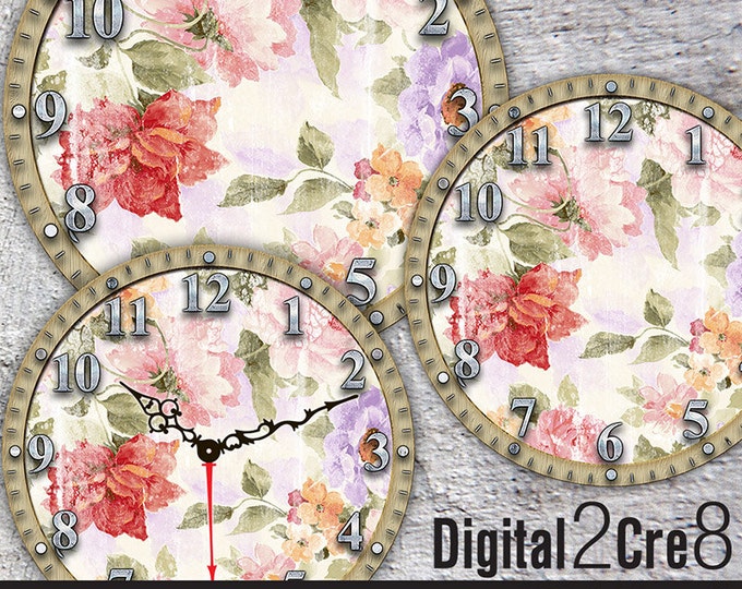 Vintage style Large Clock Face - 12" and 8" Digital Downloads - DIY - Printable Image - Iron On Transfer - Wall Decor - Crafts - jpg+pdf