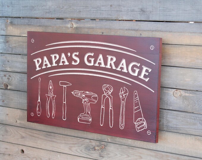 Grandpa's Garage - Papa's Garage - Workshop sign - Customizable - Custom shop sign - Fathers Day - Grandparent gift - Opa - Poppy - Shop