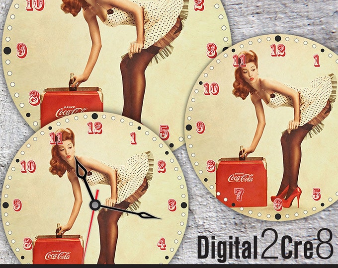 Coca Cola Clock Face - 12" and 8" Digital Downloads - DIY - Printable Image - Iron On Transfer - Wall Decor - Crafts - jpg+pdf
