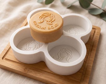 Custom Round Silicone Mold, Personalized Logo Soap Mold, 4 Cavity Circle Mold, Artisan Soap Making Supply, Small Business Favor Mold