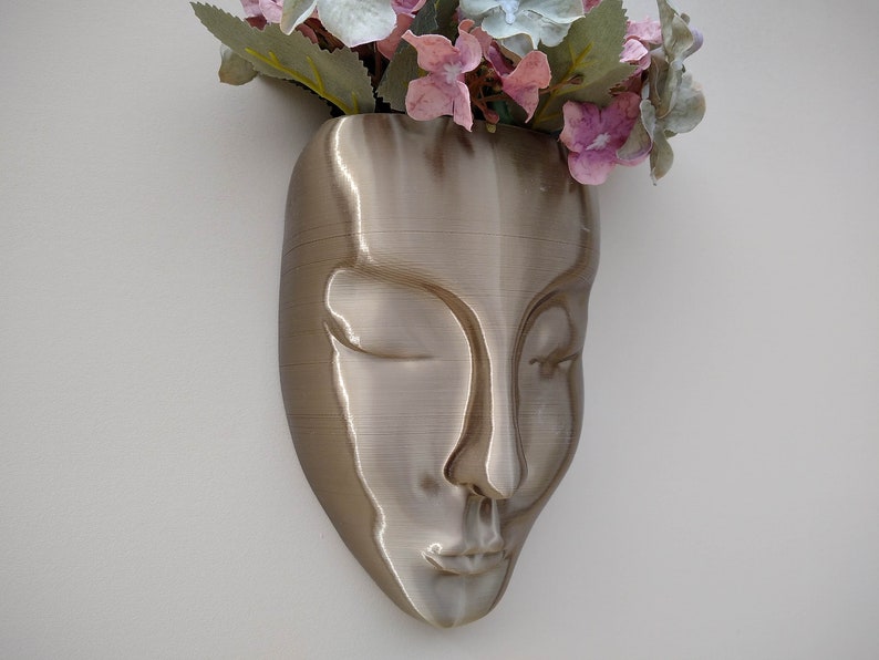 Face Planter, Head Wall Hanging Pot, Wall Art Bronze