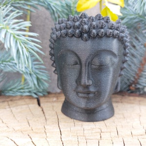 Buddha Mini Übertopf, Kopftopf Stone dark