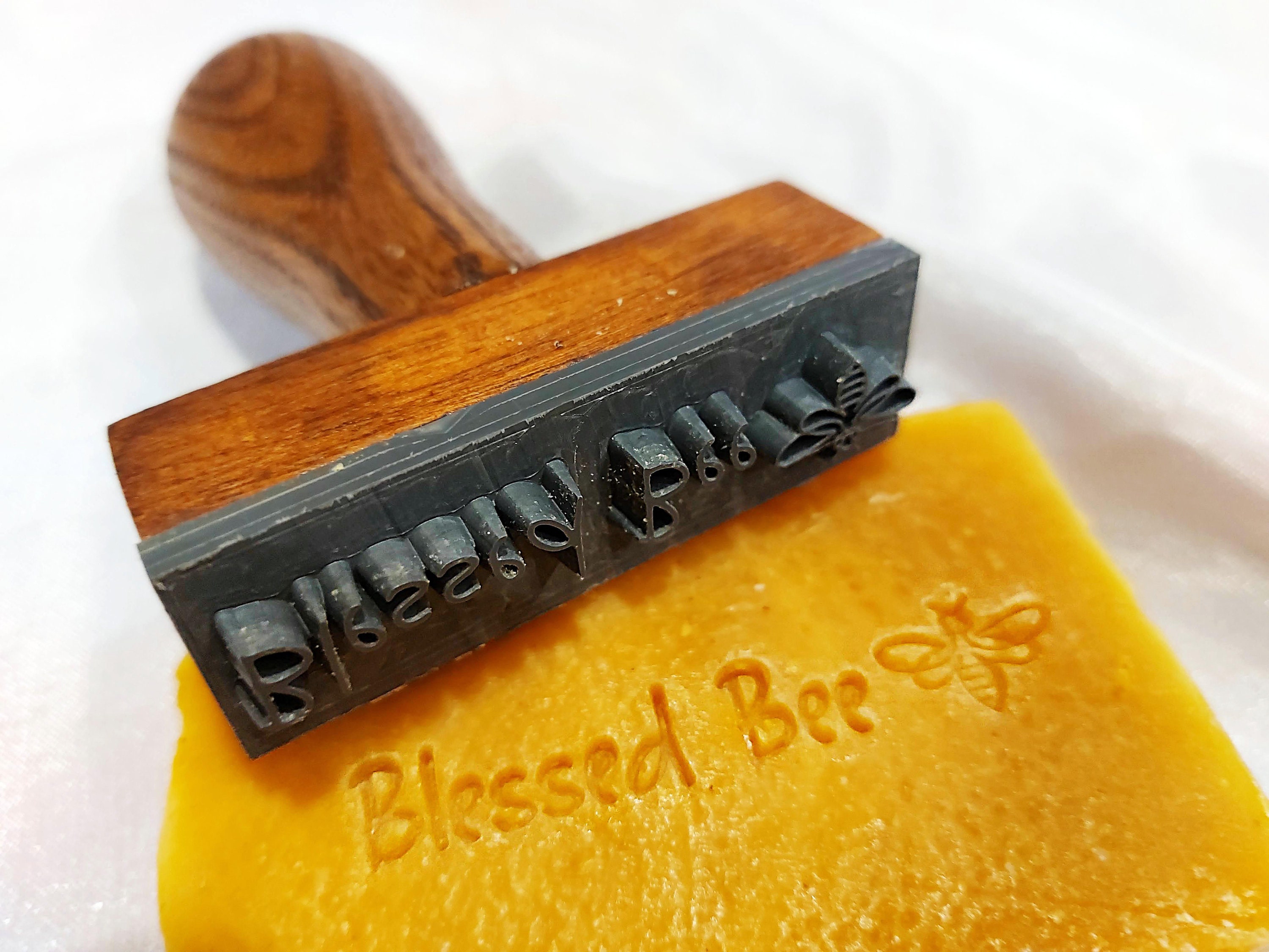 Stamping soap with homemade epoxy acrylic stamp 