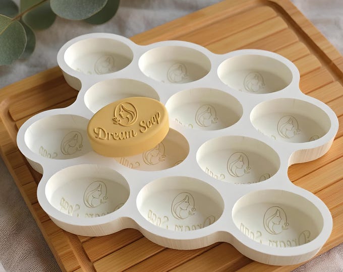 Custom hotel soap mold | Personalized oval silicone mold | Logo soap mold for handmade favors and guest soaps