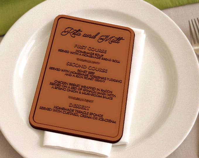 Chocolate menu card mold, custom silicone mold for wedding menu card, personalized silicone mold, wedding chocolate, wedding cake