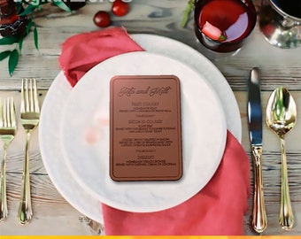 Custom Wedding Menu Chocolate Mold, Personalized Reception Dinner Silicone Mould, Edible Dessert Baking Template, Unique Bridal Party Favor