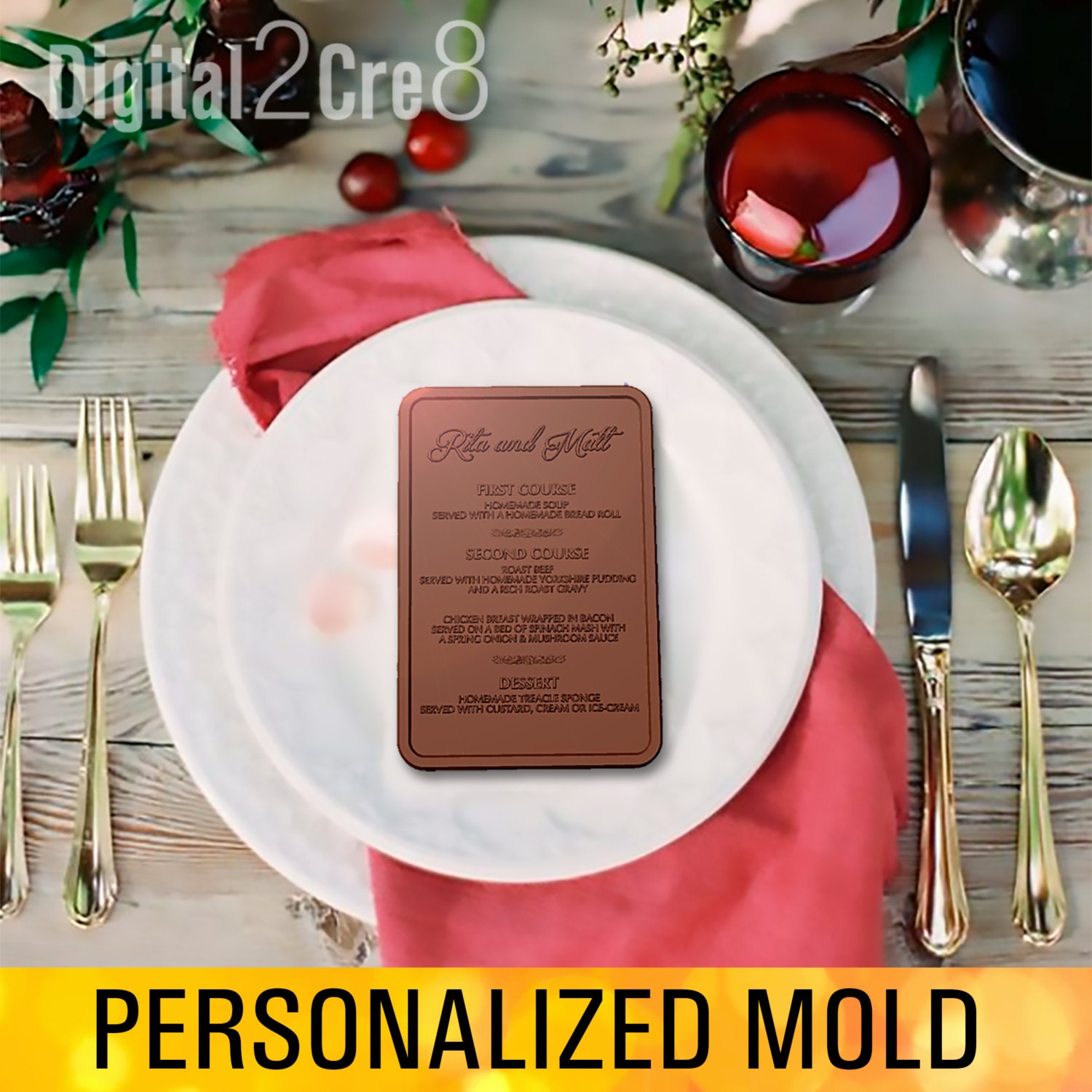 Chocolate menu card, chocolate mold, custom silicone mold ...
