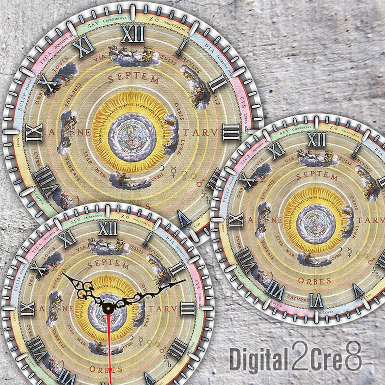 Antique Zodiac Large Clock Face 12 and 8 Digital Etsy