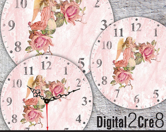 Vintage style Large Clock Face - 12" and 8" Digital Downloads - DIY - Printable Image - Iron On Transfer - Wall Decor - Crafts - jpg+pdf