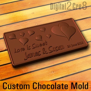 Custom Chocolate Bar Mold – personalized Logo Silicone Mold (4&quot;x2&quot;) for Wedding or Anniversary Gift