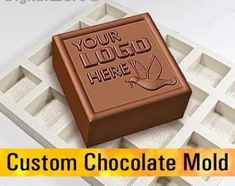 Custom logo chocolate mold. Personalized silicone mold with your logo, graphics or text.