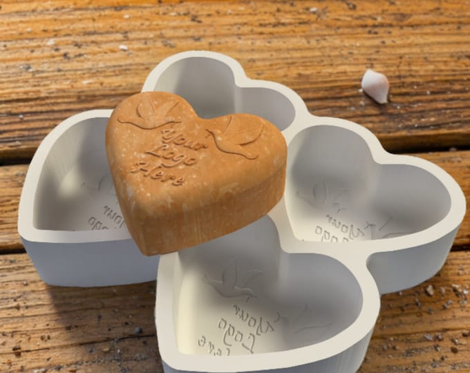Custom Silicone heart shaped Soap Mold  | Branded Soap Making Mold for Crafting - Personalize Your Soaps with Logos & Graphics