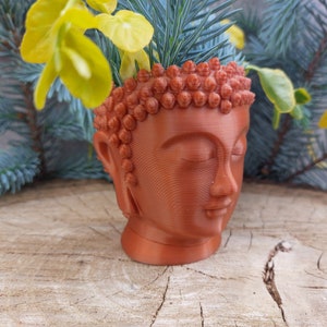 Buddha Mini Übertopf, Kopftopf Kupfer