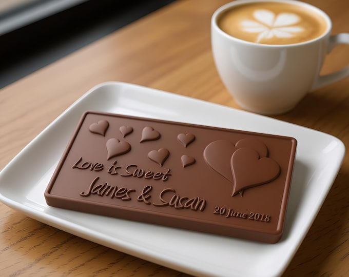 Custom Chocolate Bar Mold with Personalized Logo or Text – Wedding Favor Silicone Mold Gift for Anniversary, Couples or Valentine’s Day