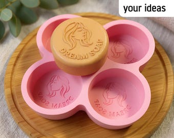 Personalized Round Soap Mold – Custom Circle Silicone Mold for Logo Design | Handmade Soap Making Mold, Wedding & Gift Supplies