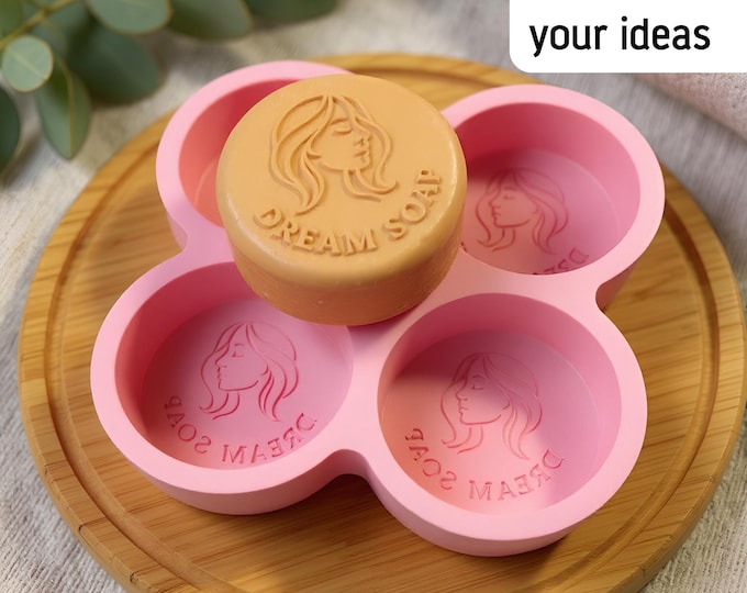 Personalized Round Soap Mold – Custom Circle Silicone Mold for Logo Design | Handmade Soap Making Mold, Wedding & Gift Supplies