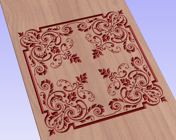 Square corner ornament vector file (eps) for V-bit cnc carving