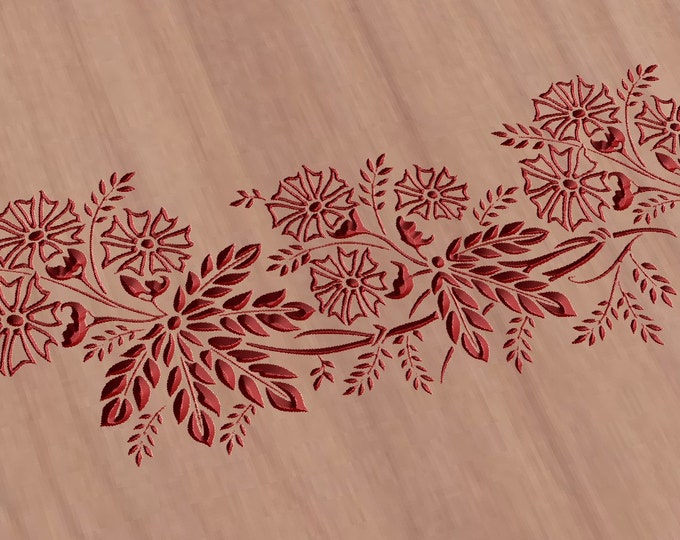 Flowers pattern vector file (eps) for V-bit cnc carving