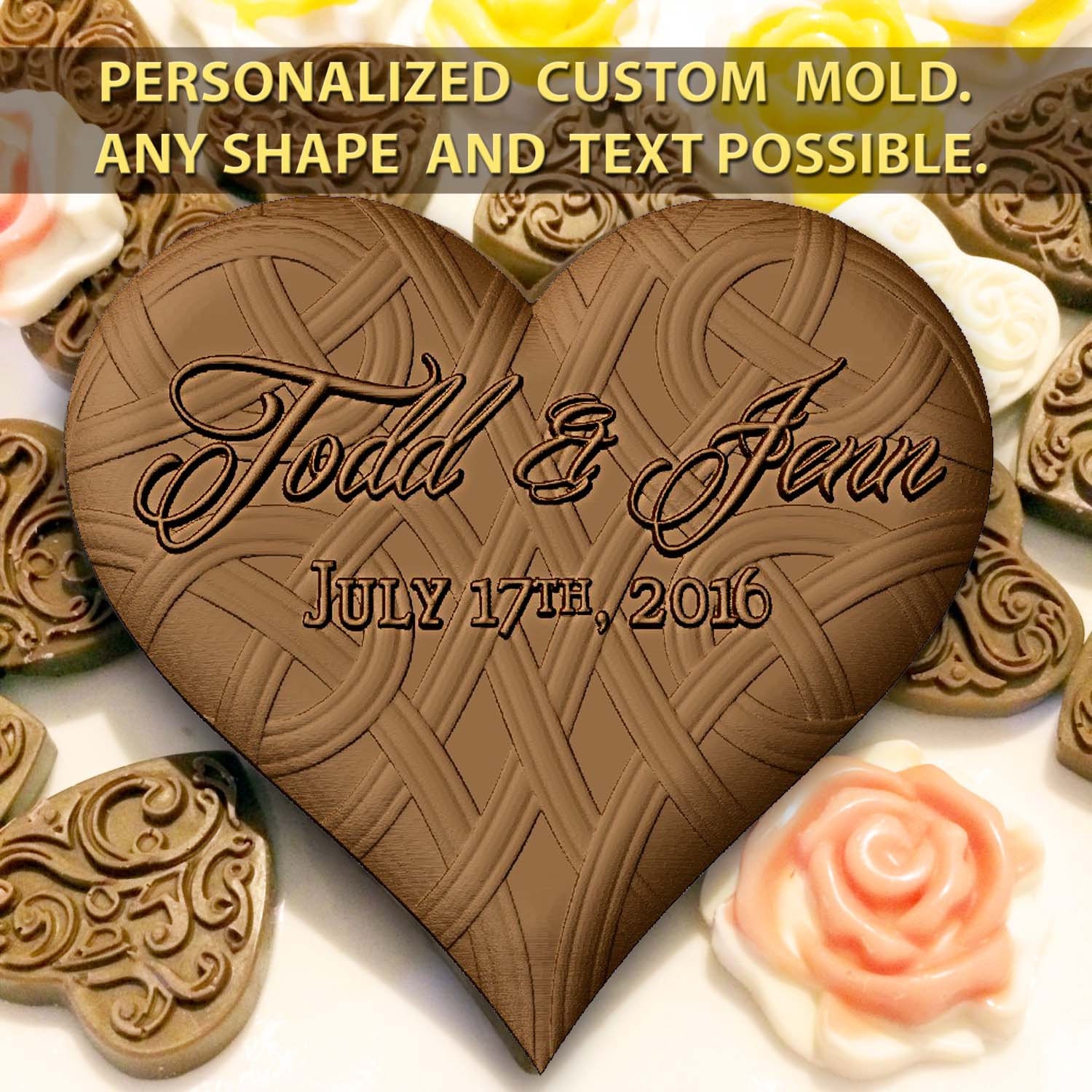 Heart Swirl Candy Mold / Wedding Heart Mold / Bite Size Heart Mold /  Chocolate Candy Molds / Heart Candy Mold For Cupcake Toppers
