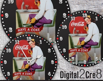 Coca Cola Clock Face - 12" and 8" Digital Downloads - DIY - Printable Image - Iron On Transfer - Wall Decor - Crafts - jpg+pdf