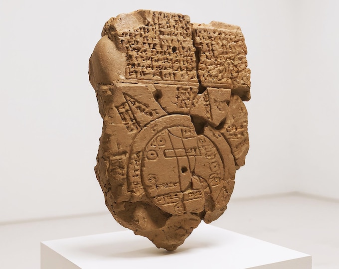Babylonian Map of the World Replica – Imago Mundi from Sippar 6th Century BCE | Ancient Cuneiform Tablet | Museum Quality Home Decor