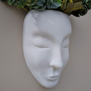 Face Planter, Head Wall Hanging Pot, Wall Art White