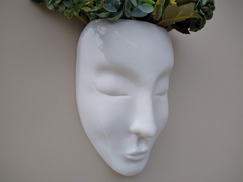 Face Planter, Head Wall Hanging Pot, Wall Art White