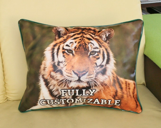 Custom pillow fully printable, faux Leather Pillow Cover, custom printed, decor pillows, personalized pillow, decorative throw, photo pillow