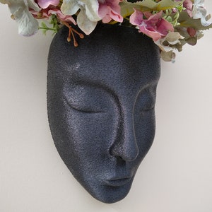 Face Planter, Head Wall Hanging Pot, Wall Art Black