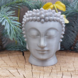 Buddha Mini Übertopf, Kopftopf Stone light
