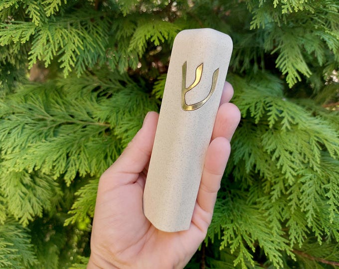 Modern Mezuzah Case with Scroll – 3D Printed Kosher Mezuzah, Judaica Door Post Decor, Jewish Wedding Gift, Marble Style Mezuzah