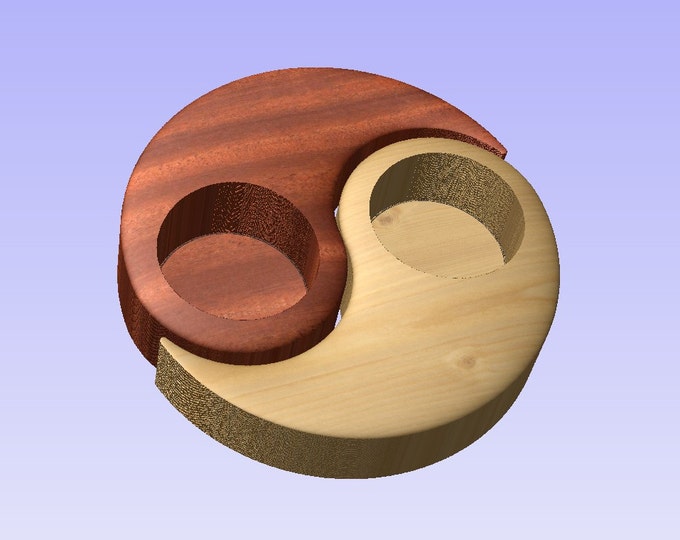 Stl 3d model of tealight holder yin-yang for cnc carving vectric aspire cut3d artcam 3d printer