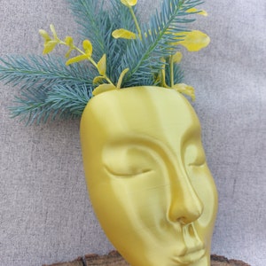 Face Planter, Head Wall Hanging Pot, Wall Art Gold