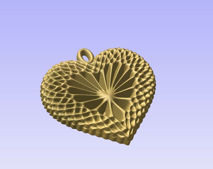 Heart shaped pendant 3D STL model for cnc carving vectric aspire cut3d artcam 3d printer