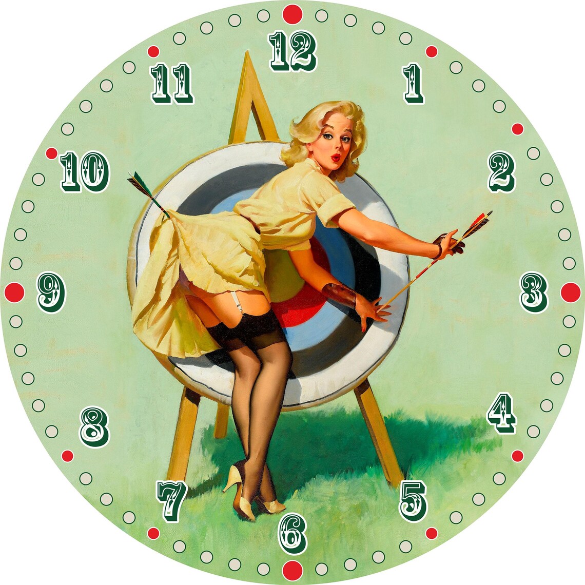 Pin-up Girl Vintage Clock Face - 12