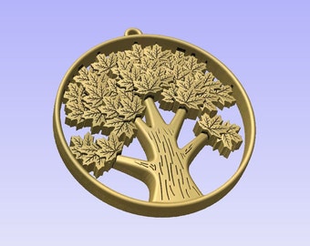 Stl 3d models of TREE PENDANT for cnc carving vectric aspire cut3d artcam 3d printer